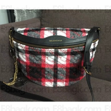 Balenciaga Monogram Belt Pack Bag Black/Red/White 2018