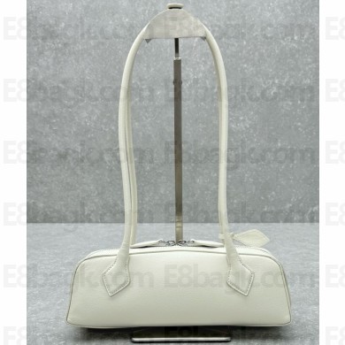 Alaia le Teckel Small leather shoulder bag in white 2024