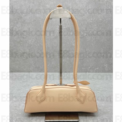 Alaia le Teckel Small leather shoulder bag in beige 2024