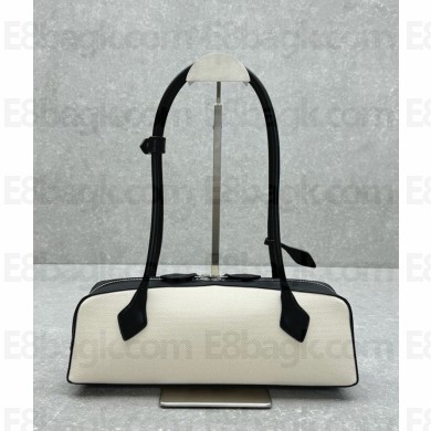 Alaia le Teckel  MEDIUM  IN CANVAS Shoulder bag in white 2024