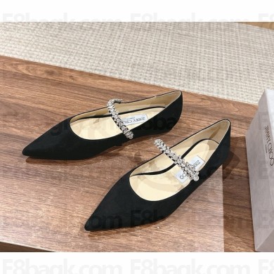 Jimmy Choo Bing Pump Flat Macaron suede Leather Flats black 1104-2024