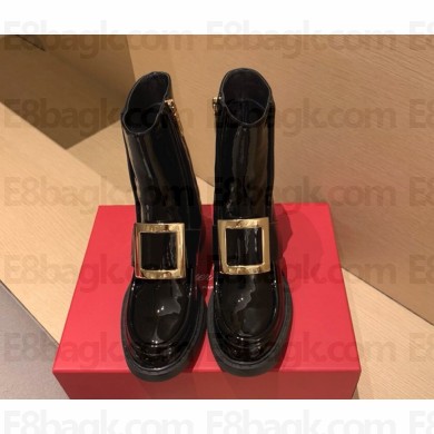 roger vivier ankle Booties with buckle in patent leather Black 1102- 2024