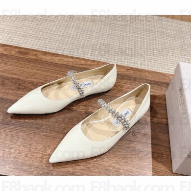Jimmy Choo Bing Pump Flat Macaron Patent Leather Flats white 1104-2024