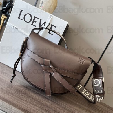 Loewe small Gate Dual Bag Chocolate in Soft Calfskin and Jacquard 2023