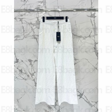 fendi FF EMBOSSED VELVET PANTS white 2024