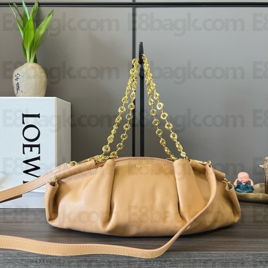 LOEWE Small Paseo bag in shiny nappa calfskin with chain warm desert 2024