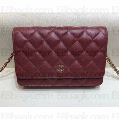 Chanel Caviar Leather Quilting Wallet On Chain WOC Bag Fuchsia/Gold