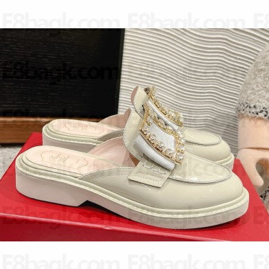 roger vivier Viv' Rangers Mules in leather with crystal buckle white 2025