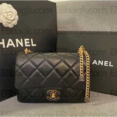 chanel Lambskin, Enamel & Gold-Tone Metal Mini Flap Bag black AS3113 2022(original quality)