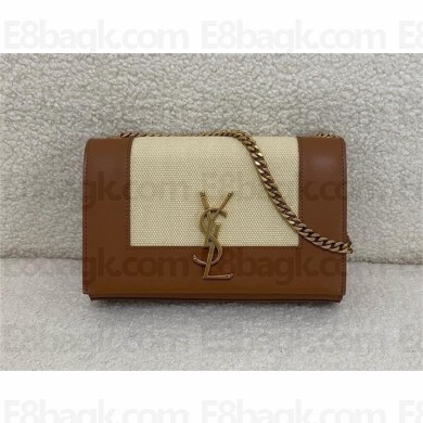 Saint Laurent kate small in canvas and leather NATUREL AND BRICK 2024(original quality)