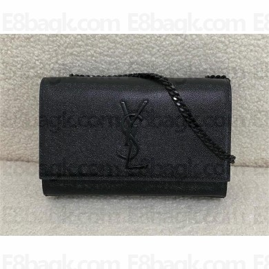 Saint Laurent kate small in grain de poudre embossed leather so black 2024(original quality)