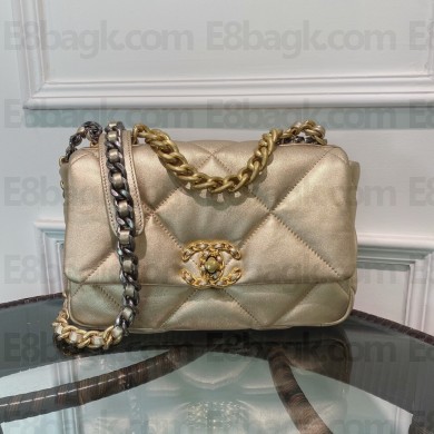 Chanel 19 Small Leather Flap Bag AS1160 gold 2021