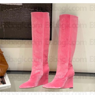 JIMMY CHOO  Blake 110 velvet wedge knee boots pink 2023