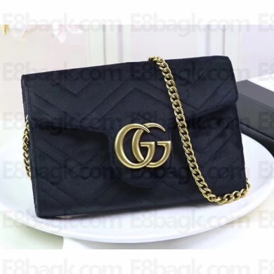 Gucci Velvet GG Marmont Matelassé Chevron Mini Bag 474575 Black 2017