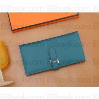 Hermes Bearn Long Wallet in Epsom leather vert bosphore(Full Handmade)