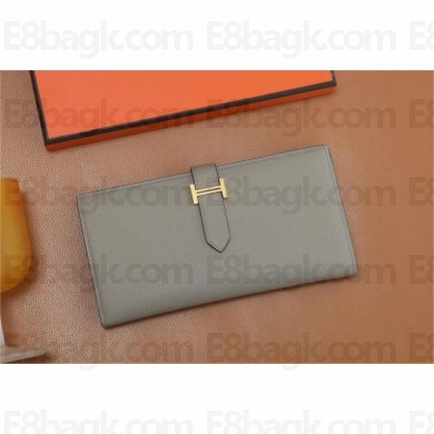 Hermes Bearn Long Wallet in Epsom leather gris asphalte(Full Handmade)