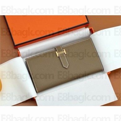 Hermes Bearn Long Wallet in Epsom leather etoupe(Full Handmade)