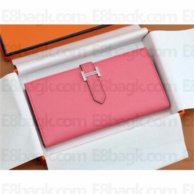 Hermes Bearn Long Wallet in Epsom leather rose azalee(Full Handmade)