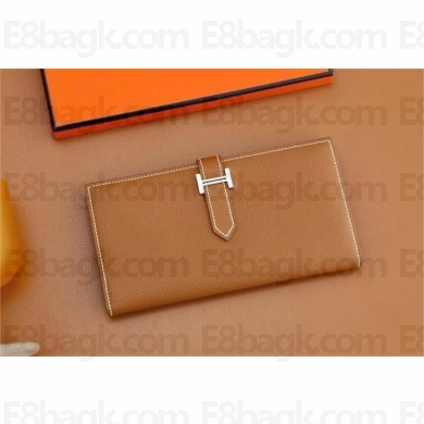 Hermes Bearn Long Wallet in Epsom leather golden brown(Full Handmade)