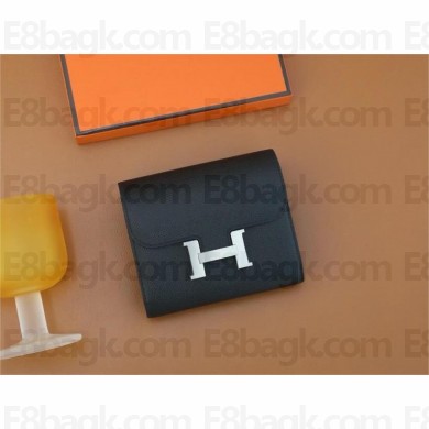 Hermes Constance Compact Wallet in Epsom leather noir(Full Handmade)