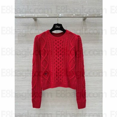 Dior Red Cable-Knit Cashmere Knitted Sweater 2024
