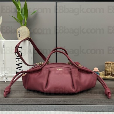 LOEWE Small Paseo bag in shiny nappa calfskin burgundy 2024