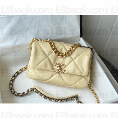 Chanel 19 Small Leather Flap Bag AS1160 light yellow 2021