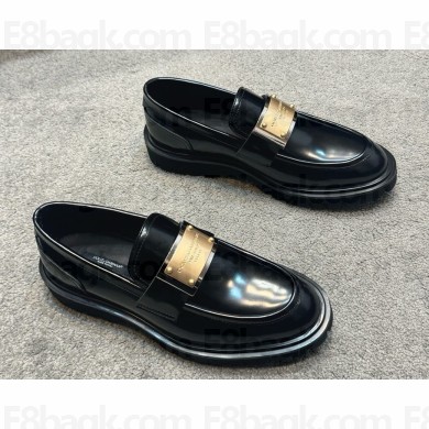 Dolce & Gabbana men's  Black Bernini Loafers shiny calf leather 2024
