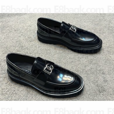 Dolce & Gabbana men's Black Loafers shiny calf leather 2024a