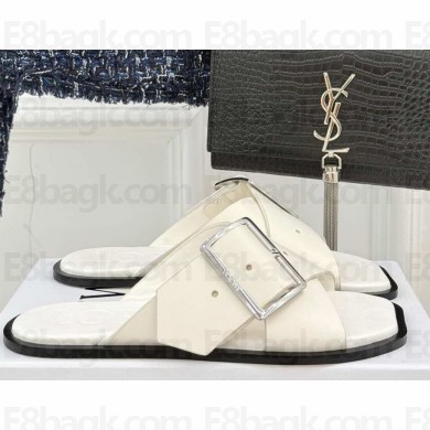 Loewe Petal Belt flat sandal in vegetable-tanned calfskin white 2025