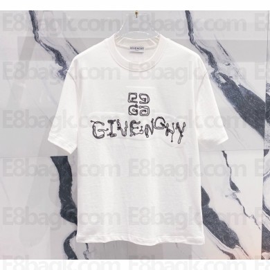 Givenchy Embroidery T-shirt in cotton white 2025