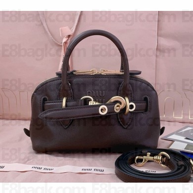 Miu Miu Aventure mini nappa leather bag 5BP090 Briarwood 2024