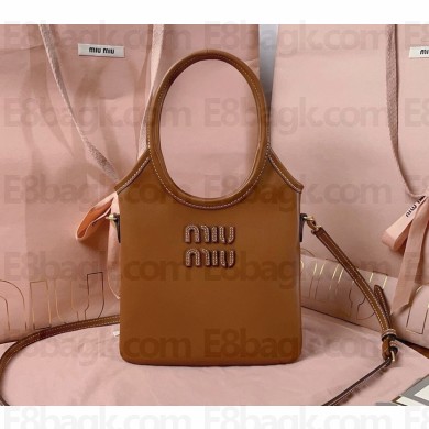 Miu Miu IVY leather handbag 5BA281 Cognac 2024