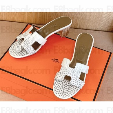 Hermes Oasis Clay Sandals Swift Box Calfskin white heel 5cm  2025