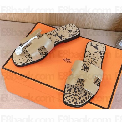 Hermes Oasis Clay flat Sandals Swift Box Calfskin beige 2025