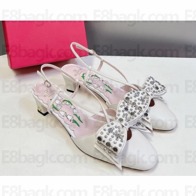 Valentino Garavani Bowow kidskin slingback pump with bow detail white heel 3.5cm 2025