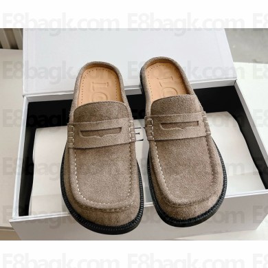 Loewe Campo suede calfskin mules grey 2025