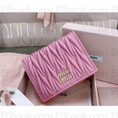 Miu Miu Small matelassé nappa leather wallet 5MV204 Pink 2024