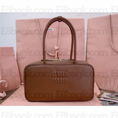 Miu Miu Beau leather top-handle bag 5BB172 Caramel 2024