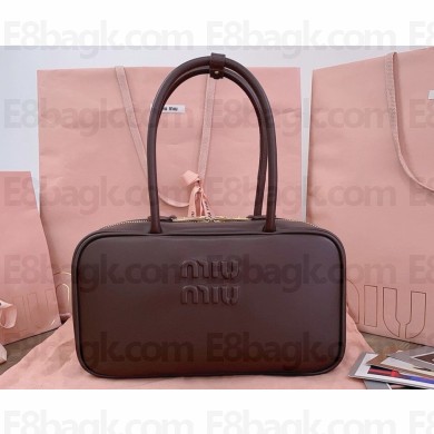 Miu Miu Beau leather top-handle bag 5BB172 Briarwood 2024