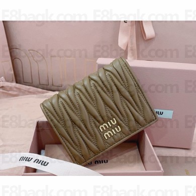 Miu Miu Small matelassé nappa leather wallet 5MV204 Caramel 2024