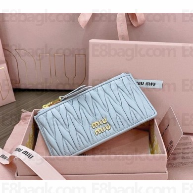 Miu Miu Matelassé nappa leather envelope wallet 5MB060 sky blue 2024