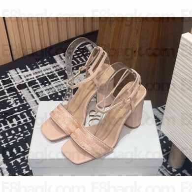 DIOR Dway Heeled Sandal pink Calfskin and Embroidered Cotton heel 10cm 2025ss