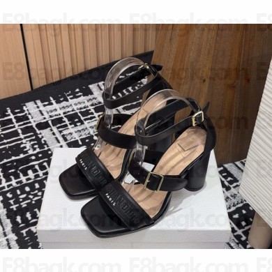 DIOR Dway Heeled Sandal Black Calfskin and Embroidered Cotton heel 10cm 2025
