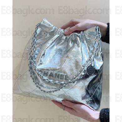 CHANEL 22 Handbag Metallic Calfskin & Silver-Tone Metal AS3260 Silver 2025 (ORIGINAL QUALITY)