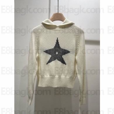 dior WHITE WOOL AND CASHMERE KNIT DiorAlps Hooded Sweater 2024