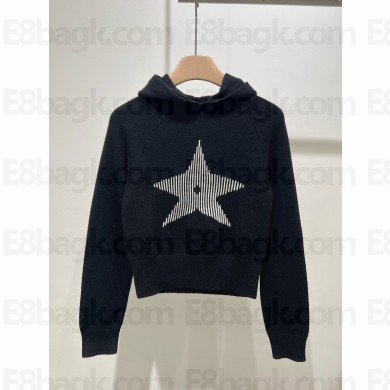 dior BLACK WOOL AND CASHMERE KNIT DiorAlps Hooded Sweater 2024