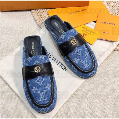 Louis Vuitton Soho Open Back mules in canvas denim blue 2024