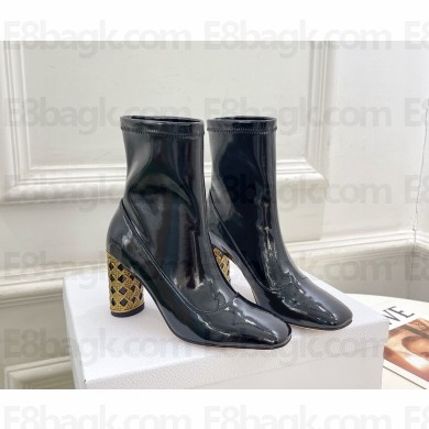 Dior patent leather Ankle Boot in black heel 8cm 1022-2024