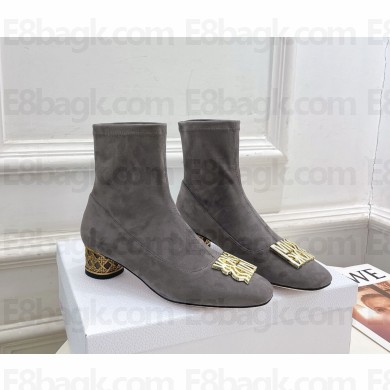Dior Icon Heeled Ankle Boot in grey Suede Goatskin heel 4cm 1022-2024